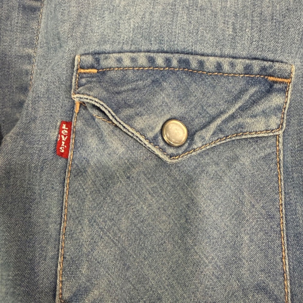 Levi's Womens Small Ultimate Western Denim Shirt Stretch Slim Pearl Snap Cowgirl - Picture 5 of 7